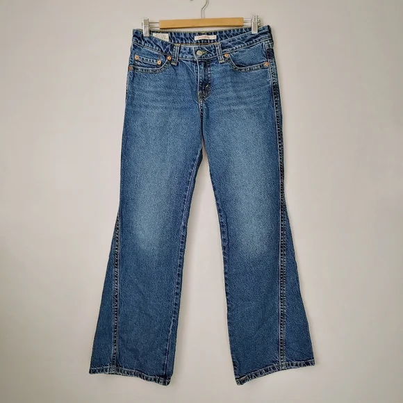 Levi's Noughties Bootcut Low Rise Jeans Size 29 Blue Wash Pocket Y2k 28 - Picture 6 of 16